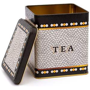 1.8 L Slip Lid Square <b>Tin</b> Box 120x120x137 mm Geometric Mosaic Pattern for Coffee Pod <b>Storage</b> - Product Image 1