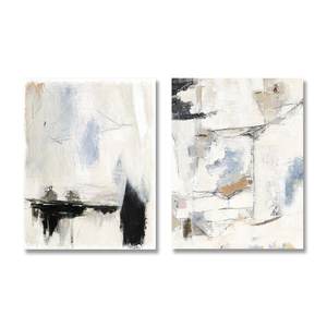 Set moderno di arte della parete di tela astratta Painted a mano coppie di piume eleganti decorazioni da parete - Product Image 2