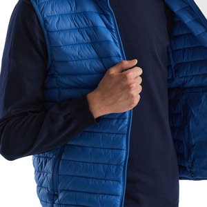 Top Selling 2023 Men's Blue <b>Quilted</b> Stand Collar Sleeveless Puffer Jacket Full Zip up Winter Jacket with Sale Pockets - Product Image 4