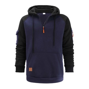 Sudadera con capucha de lana de gran tamaño para hombre, jersey de otoño e invierno, Jersey deportivo de ocio con bolsillo en el brazo con cremallera múltiple, cuello con capucha - Product Image 2