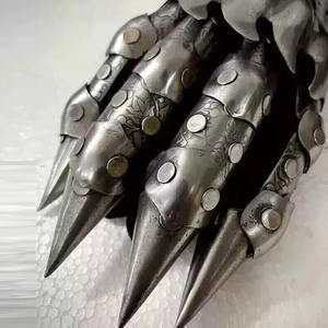 Conjunto de guantes de guantelete gótico medieval, disfraz de Cosplay y juego de rol de Metal pulido, guanteletes para Halloween - Product Image 3