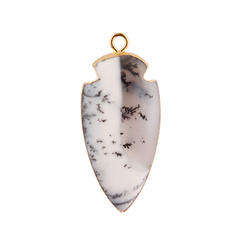 จี้โอปอลเดนไดรต์ธรรมชาติ15X26MM จี้รูปแฟนซีจี้ชุบทองเสน่ห์925เงินสเตอร์ลิงจี้โอปอลสีขาว - Product Image 2