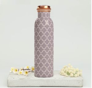 Botella de agua a prueba de fugas Natural pura de cobre gris Ayurveda de diseño tradicional indio para fiesta de bebida directa de Fitness - Product Image 2