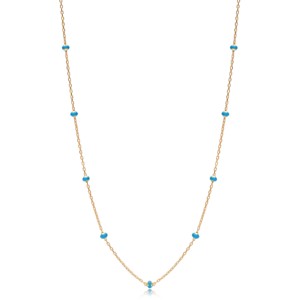 <b>Blue</b> <b>Beaded</b> Enamel Design Trendy Chain Necklace Turkish Handmade Wholesale Dainty Pendant 925 Sterling Silver Jewelry - Product Image 3