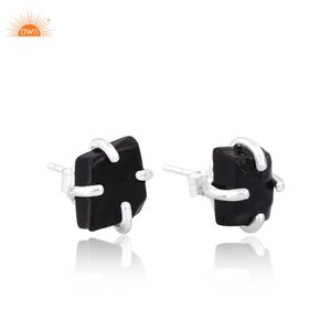 ที่ดีที่สุดคุณภาพ 925 เงินสเตอร์ลิงธรรมชาติสีดํา Obsidian อัญมณีต่างหูเครื่องประดับสําหรับผู้หญิงของขวัญสําหรับเธอ - Product Image 3