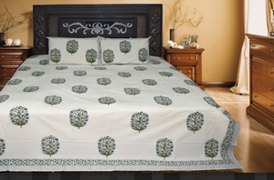 Drap de lit coton bloc à main imprimé Super qualité avec deux oreillers draps de maison et ensembles de literie indiens 100% coton - Product Image 3