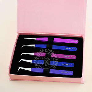 Pinzas al por mayor de 45 y 90 grados para volumen de pestañas, pinzas multiusos rectas con punta de fibra para extensión de pestañas - Product Image 6