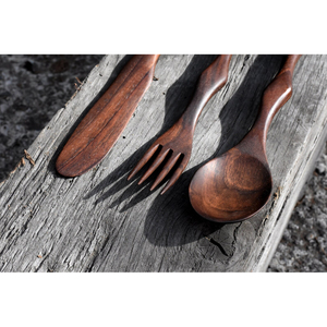 Ensemble de couverts en bois attrayant fourchette cuillère en bois la plus demandée restauration rapide fourchette de mariage cuillère ensemble de 3 couverts faits à la main - Product Image 2