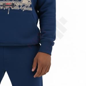 Ensemble survêtement personnalisé en coton 100% avec poches, lavage à l'acide et strass, style luxueux pour homme, sweat-shirt et pantalon de survêtement d'hiver - Product Image 3
