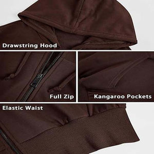 Vêtements pour femmes Haut court OEM Vente en gros Sweatshirts à capuche courts avec fermeture éclair Sweatshirts à capuche surdimensionnés personnalisés pour femmes Respirant - Product Image 5