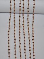 Chaîne de perles en grenat naturel plaqué or, en forme de rondelles, enroulée sur fil, vendue au mètre pour le bricolage