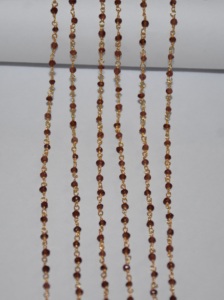 Vente en gros de chaîne de chapelet de perles de pierres précieuses de grenat naturel plaqué or, chaîne de chapelet de perles de rondelle, chaîne de perles pour la fabrication de bijoux - Product Image 2