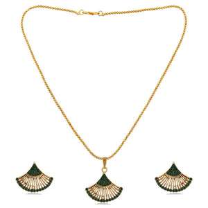 Ensemble de bijoux fins Kriaa Pierre autrichienne verte avec pendentif plaqué or 1202328A - Product Image 1