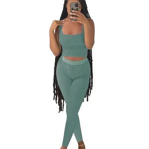 Ropa de Yoga Unisex, conjunto informal de 2 piezas de pantalones cortos de verano para mujer, Top de manga, mallas elásticas, trajes - Product Image 3