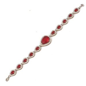 925 Sterling Silver Teardrop <b>Ruby</b> Halo <b>Bracelet</b> Gold Plating Water Drop Shape Diamond Pearl Zircon Religious for Wedding Gift - Product Image 2