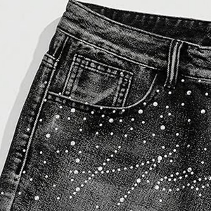 <b>Cheap</b> Low Price Best Quality Wholesale Men's Denim Rhinestone <b>Shorts</b> Streetwear Designer Rhinestone <b>Shorts</b> Men - Product Image 6