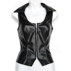 Mode femmes loisirs Style européen printemps vêtements de plein air gilet en peau de mouton en cuir col en v gilet pour dames - Product Image 4