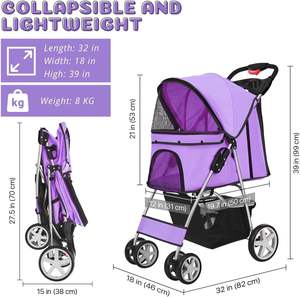 TH-PSP-373 Vietnam produits pour animaux de compagnie poussette tissu Design Rotation 3 roues confort moyen chat poussette - Product Image 4