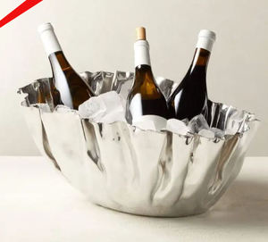 Seau à glace fini argenté brillant martelé en métal le plus vendu pour hôtels et restaurants - Product Image 3