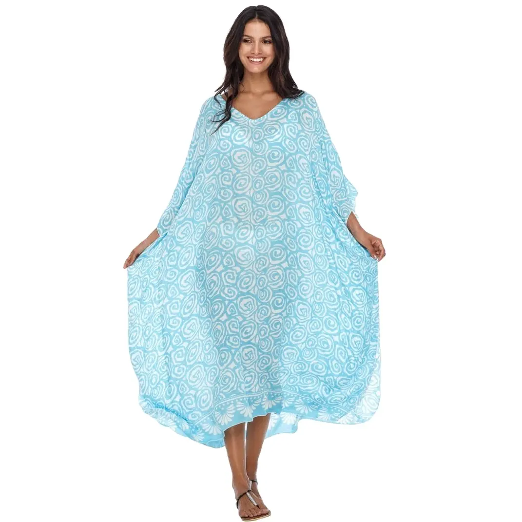 Beachwear Dresses mới được kết hôn phụ nữ mặc kỹ thuật số in lụa kaftans beachwear Bìa up Kích thước miễn phí có sẵn cotton kaftan