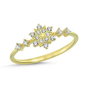 Elegante anillo chapado en oro de 18 quilates con diseño de flores y hojas para mujer, joyería fina de plata de ley de alta calidad - Product Image 5