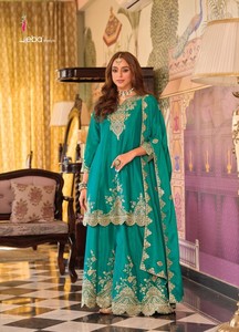 New Heavy Rayon Chinon Embroidery Work Formal Party Women's Quick Dry <b>Kurti</b> - Product Image 6