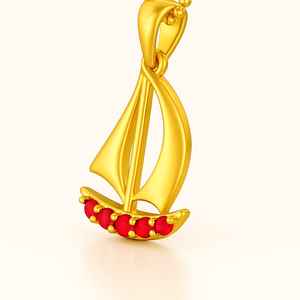 จี้รูปเรือสีทองและแข็ง14K ทำด้วยมือชุบโรเดียมอัญมณีอัญมณีอัญมณีเครื่องประดับสำหรับงานแต่งงานใช้ได้ทั้งชายและหญิง - Product Image 2