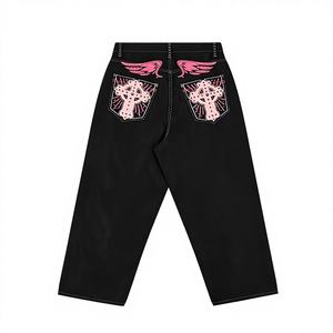 Jean en denim ample et droit pour femme, taille haute, style streetwear, modèle 2507DW, respirant, brodé, vintage, style décontracté d'été, coupe complète - Product Image 1