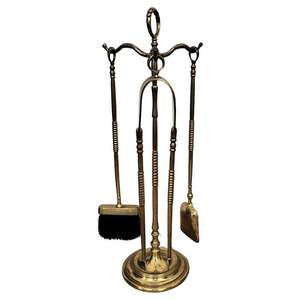 Designer brass fire sets with handcrafted finishing ideal for timeless <b>fireplace</b> decor arrangements - Product Image 6