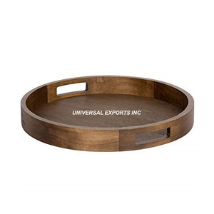 Ensemble de deux élégants plateaux à chocolat ronds en bois Plateau à chocolat design décoratif de luxe Plateau à chocolat de meilleure qualité - Product Image 4