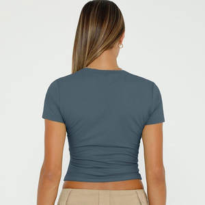 Fitness Crop Tee t Shirt Femmes Crop Tops t-shirts pour filles Élégant Nouveau Design Corps Court Femmes Crop Top T-shirts - Product Image 4