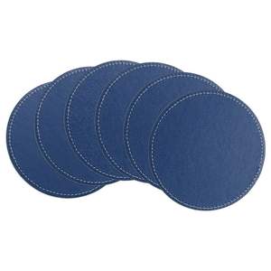Juego de 6 Posavasos de Cuero Sintético de Colores Personalizados, Fabricante Indio, Decoración del Hogar y Regalo de Inauguración - Product Image 1