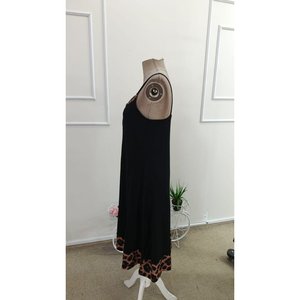 Vestido midi de viscosa con estampado de leopardo, cuello en V y tirantes finos para mujer, 34612 - Negro - Product Image 6