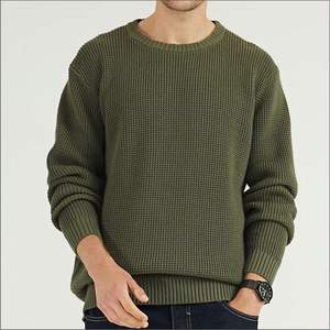 Pull à col rond pour homme sur mesure OEM, pulls pour homme, 100% coton, polaire d'automne avec logo brodé sur le devant, tricot anti-boulochage - Product Image 1