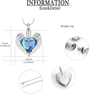 Cremation Urn Necklace <b>for</b> <b>Ashes</b> Stainless Steel Heart Memorial Necklaces <b>Ash</b> Holder <b>for</b> Human Keepsake Loved Ones Custom Size - Product Image 2