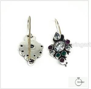 Pendientes de Botón para Mujer, Esmeralda Natural, Rubí, Circonita Cúbica, Regalo de Aniversario, Boda, Cumpleaños, Joyería Hecha a Mano, Plata de Ley 925 - Product Image 2