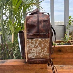 Nouvelle mode selle couverture cheveux sur cuir véritable femmes sac à dos sac en cuir sculpté à la main Western sacs à dos en cuir usiné à la main - Product Image 4