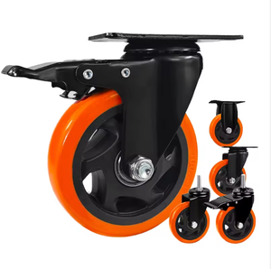 Roulettes robustes en PVC orange – Roulettes pivotantes de 1,5/2/2,5/3/4/5 pouces avec frein et tige à vis - Product Image 1