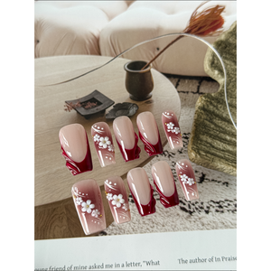 Autocollant pour ongles Wine Blossom Press on Nail Art, élégant, pour femmes - Product Image 5