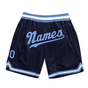 Industrie Direct Engro Sportswear Comfortable Custom Navy Light Blue-White Authentic Throwback Basketball Shorts - Product Image 1