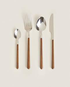 Ensemble de couverts en acier inoxydable avec manche en bois créatif, couteau, cuillère, fourchette, couverts pour mariage - Product Image 5