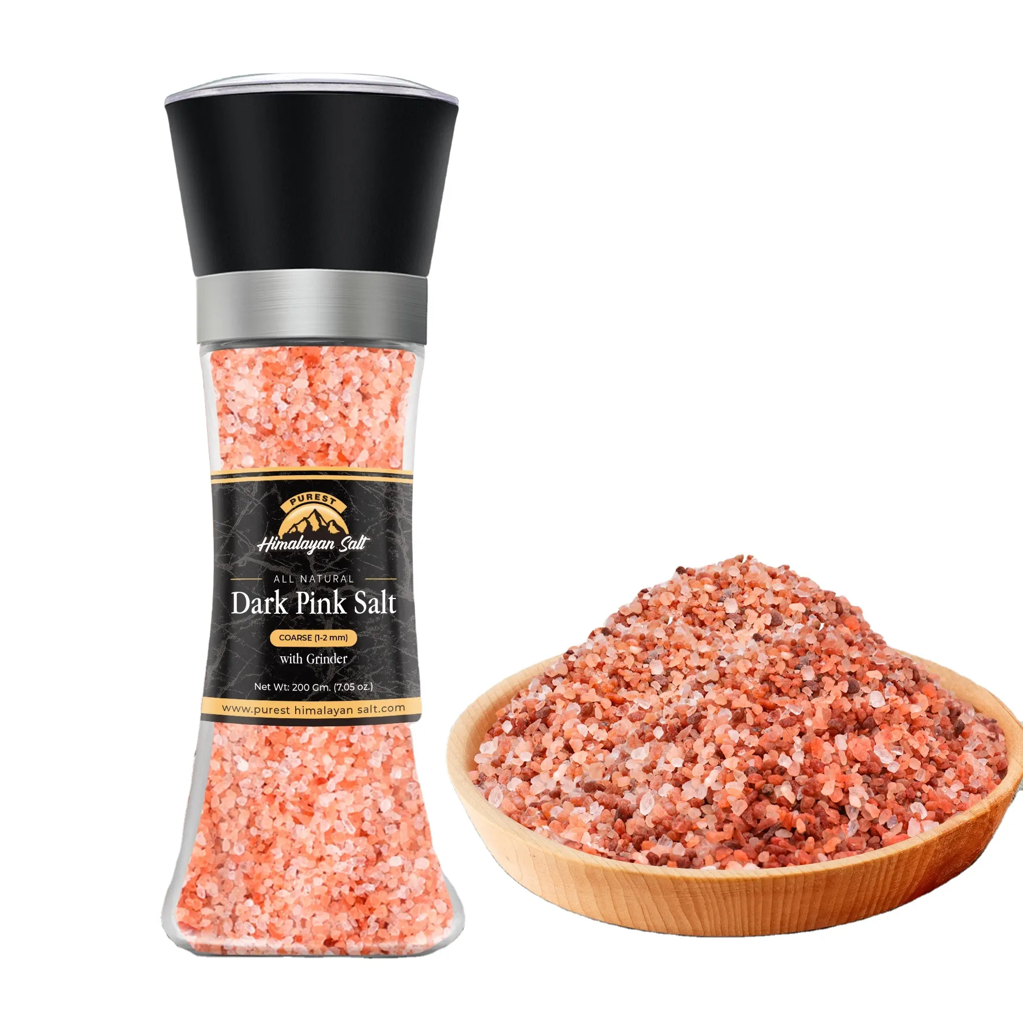 히말라야 분홍색 소금 조악한 급료 진한 분홍색 과립 200gm 분쇄기에 있는 우수한 질 음식 급료 암염 조악한 곡물