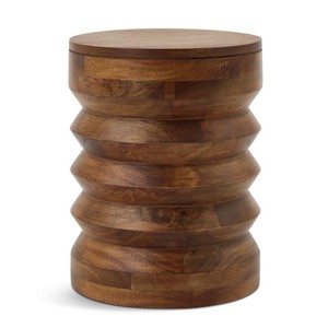 Table d'appoint et table de chevet modernes en bois de manguier massif, finition brune, écologiques, pour chambre à coucher, salon et hôtel - Product Image 1