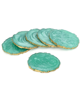 Nouveauté : Sous-verres en résine époxy écologiques et réutilisables, personnalisables, avec paillettes dorées, pour présentoir à tasses à thé - Product Image 2