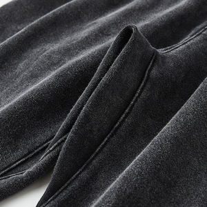 Pantalon de survêtement décontracté pour homme, uni, personnalisable, à jambe large, respirant, écologique, délavé à l'acide, taille mi-haute, vintage, effet usé, en molleton français - Product Image 3