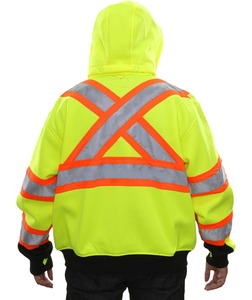 Hi Vis 300D Oxford Chaquetas de construcción Ropa DE TRABAJO Fluorescente Amarillo Negro Impermeable Reflectante Chaquetas de invierno para hombre con capucha - Product Image 4