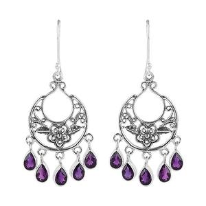 Boucles d'oreilles pendantes en améthyste, argent sterling 925 massif, coupe ronde brillante, unisexe, plaqué or, bijoux tendance - Product Image 1