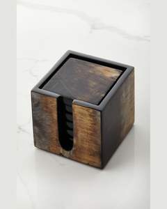 Posavasos de copa hexagonal cuadrado personalizado al por mayor posavasos de madera y mármol posavasos de madera de mármol posavasos de escritorio conjunto - Product Image 2