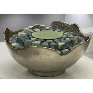 Bol en métal argenté de haute qualité avec accent de feuille Bol à chocolat moderne pour les mariages ou tout événement Prix de gros - Product Image 4