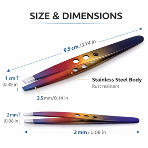 Pinzas Profesionales para Cejas de Acero Inoxidable con Degradado Arcoíris, Punta Inclinada, Precisión, Durabilidad, Calidad Premium, Herramienta de Belleza - Product Image 3